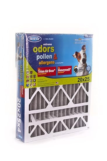 BestAir PFHW2025-11CR Furnace Filter, 20 x 25 x 4, Carbon Infused Pet Filter, MERV 11