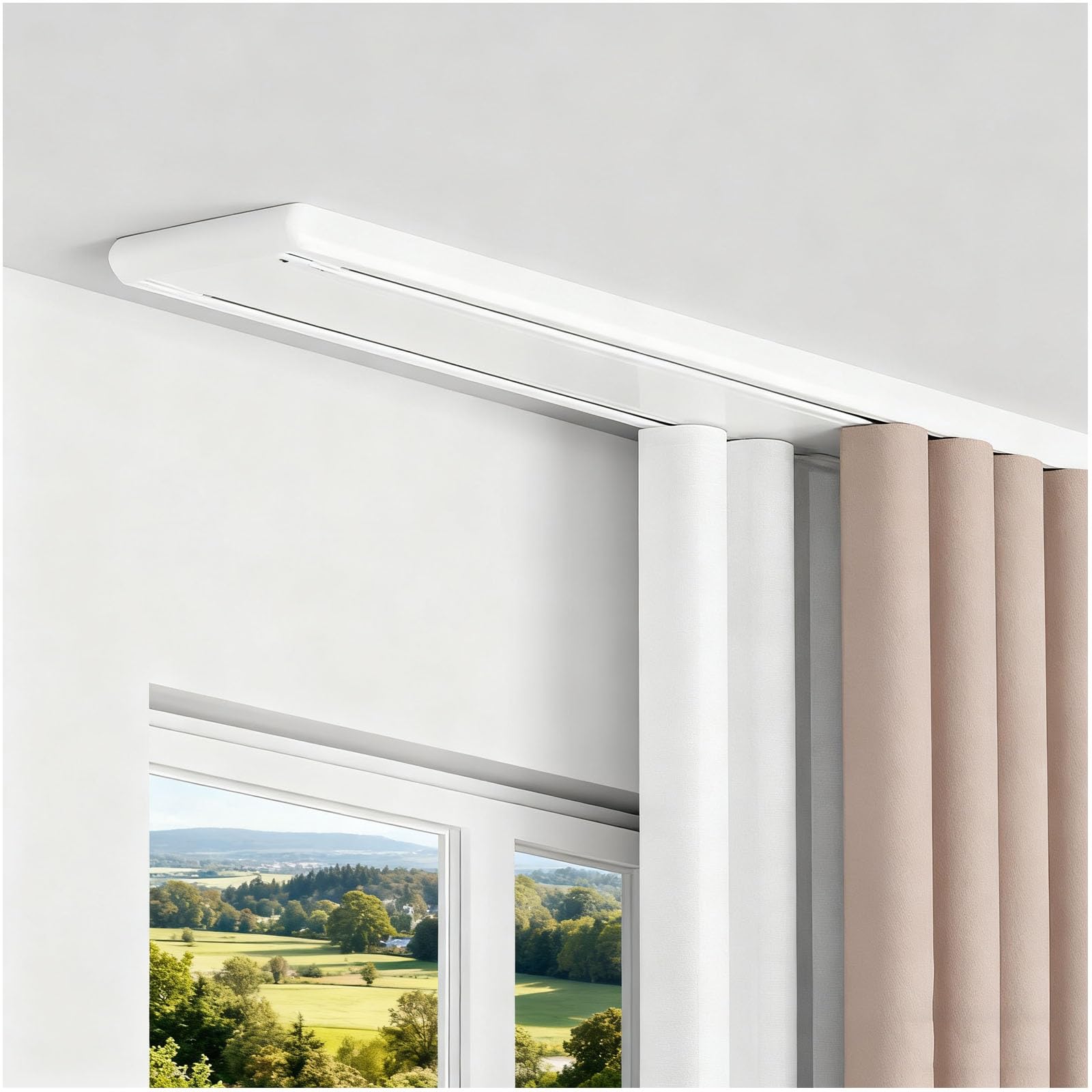 Rail de draperie lourd en aluminium 2 rails, tringle silencieuse à double rangée, pour salon et chambre à coucher, longueurs disponibles de 1 à 6 m (blanc, 3 m)