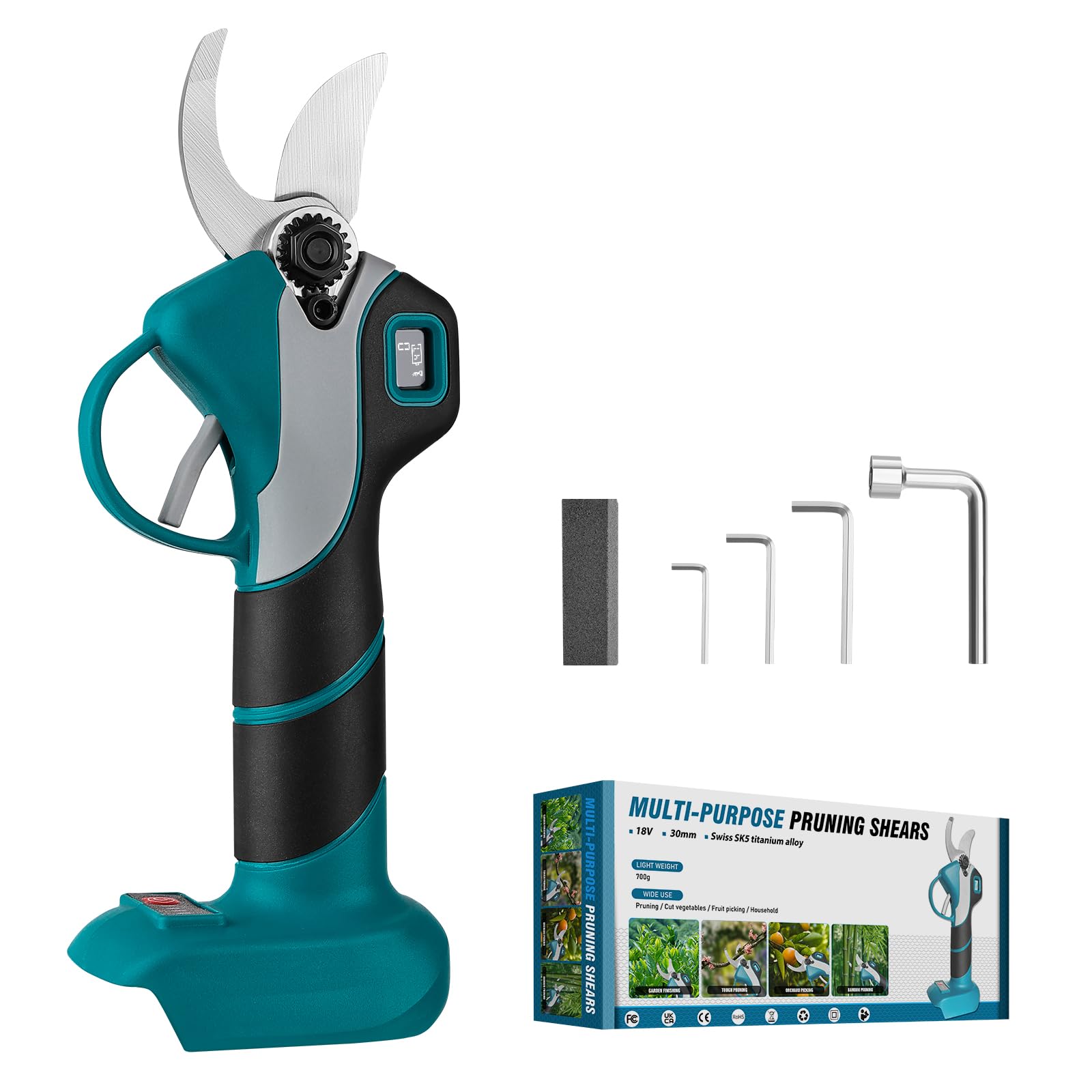 ANANCYI Elektrische Gartenschere Drahtlose 18V Schnittmaschine 30mm Zum Beschneiden Von Bäumen und Sträuchern Sowie Obstbäumen, For Makita BL-Batterie