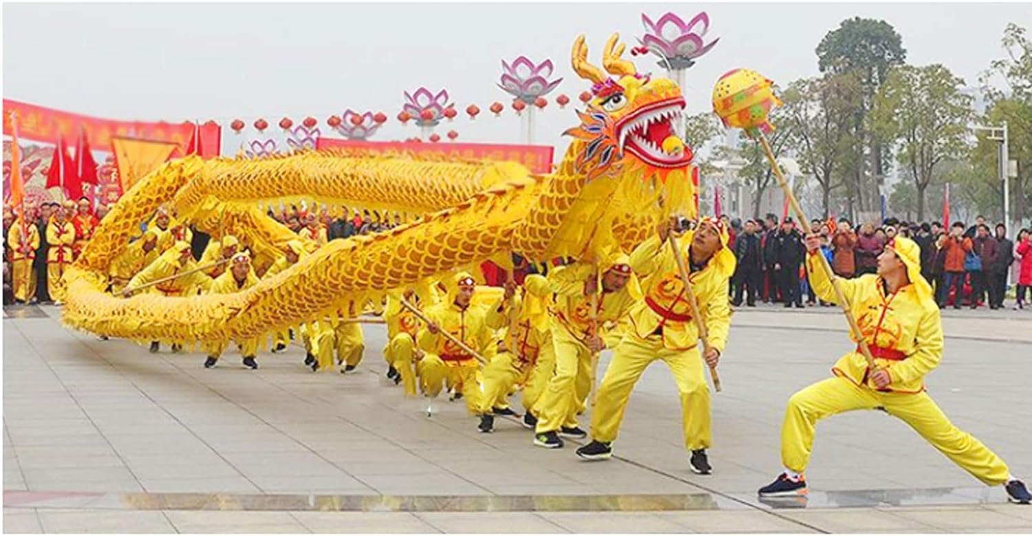 Drago Cinese per Feste Danza del Drago Cinese 18 M/59 Piedi Leone Sport Tradizionali Capodanno Lunare Spettacolo di Arte Popolare Feste Cinesi in Italia(Grün)