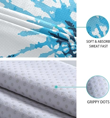 Miniatura 4 de susiyo Toalla de yoga de color azul teñido anudado con bolsa de malla de almacenamiento, suave, absorbente del sudor, antideslizante, ideal para