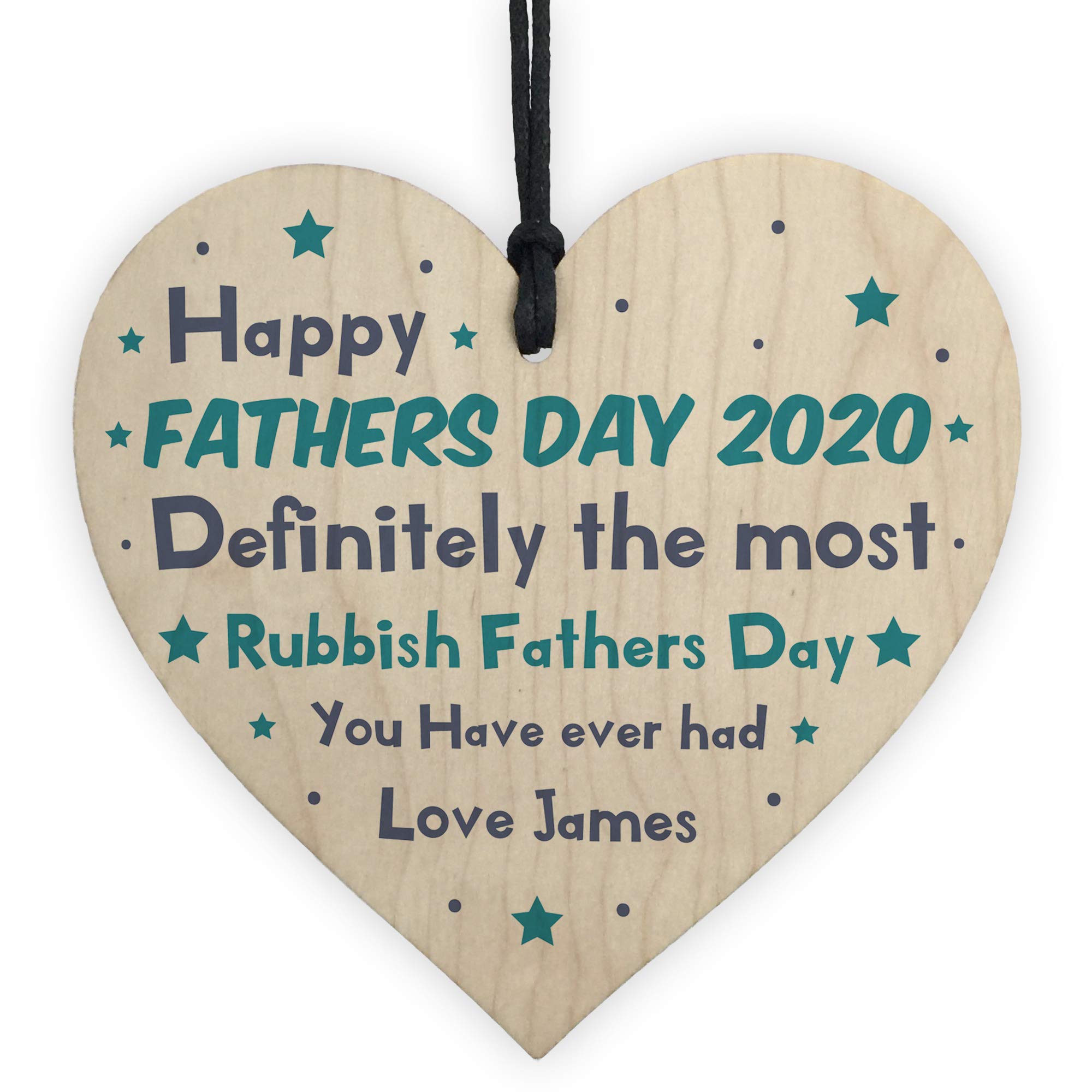 Red Ocean Fathers Day Wooden Heart Gift PERSONALISED Gift Idea For Dad From Daughter Son