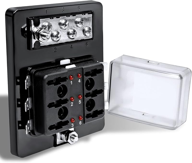 Caixa de Fusíveis Automotiva True MODS 6 Vias ONLINE LED STORE 12–30 V DC com Barra de Negativo – 1 unidade