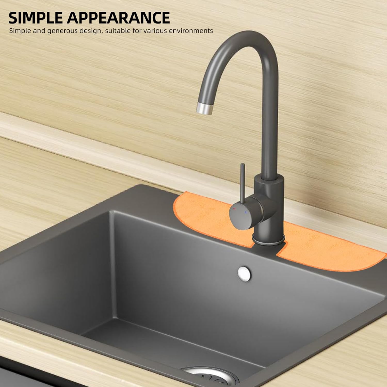 KICHOUSE 2pcs Reusable Kitchen Sink Splash Guard Pads Absorbent Water Faucet Mats for Drip Catching Bathroom and Kitchen Orange Gray and Practical Design
