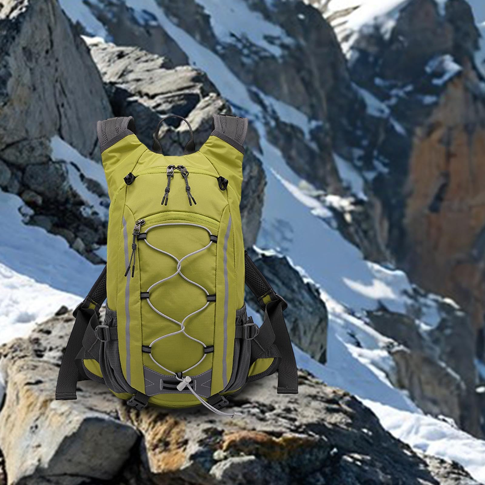 Mochila de Senderismo Y Montañismo de 20 litros, Multifuncional, de Poliéster, con Múltiples Compartimentos para Uso Diario. Resistente, Verde Amarillento