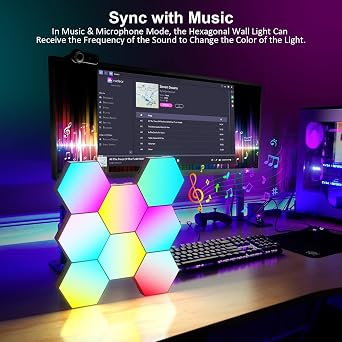 OJQ 8 Pack Hexagon Lights Wall RGB Panel Hexagonal Gaming Led Lights | Room Decor Wall Lights Gifts for Men/Women Honeycomb Shape Panels Hexagon Gaming Led Lights for Bedroom Children