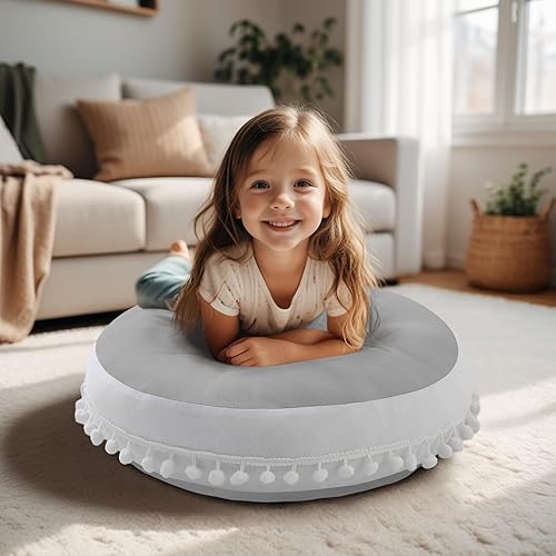 Miniatura 28 de Almohada grande para el suelo para niños, cojín redondo para el suelo, almohada circular grande de 35 pulgadas, almohadas redondas para niños