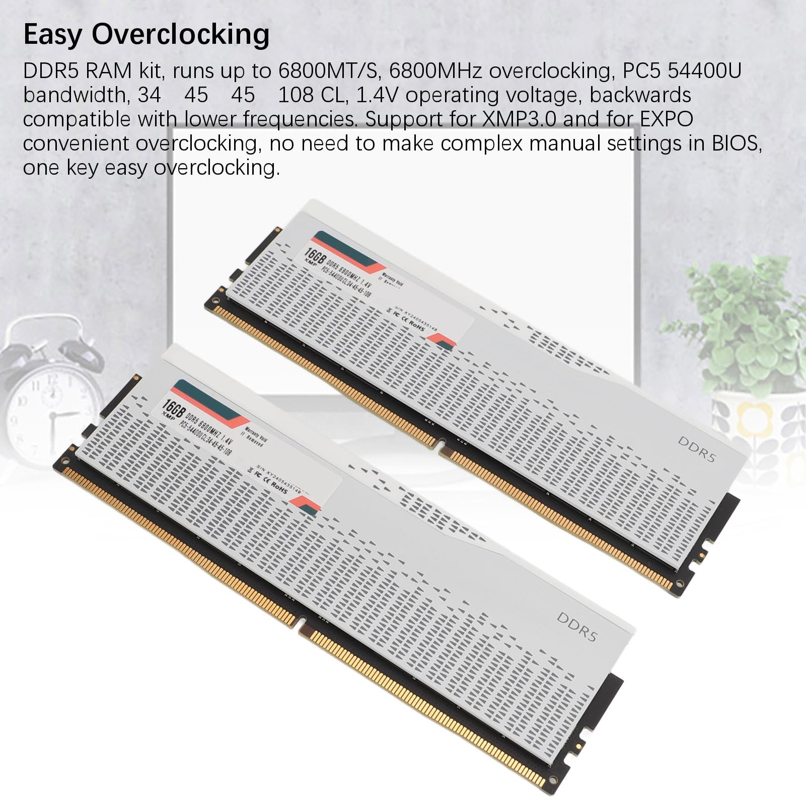 Moduł Pamięci DDR5 RAM 32 GB Ultra High Speed ​​do Przetaktowywania do Komputerów Stacjonarnych, XMP3.0 dla Chipsetu EXPO, 2 Sztuki
