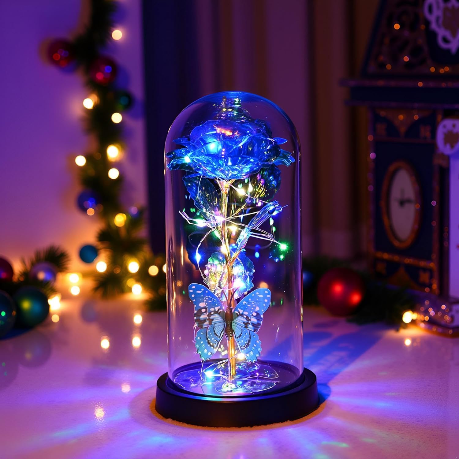 LADADA Valentines Day Gifts for Her,Valentines Day Flowers Gifts for Mom Women Girlfriend,Gifts for Women Rose Gifts Flowers for Women,Blue Butterfly, Birthday Present, Anniversary, Valentines Gifts