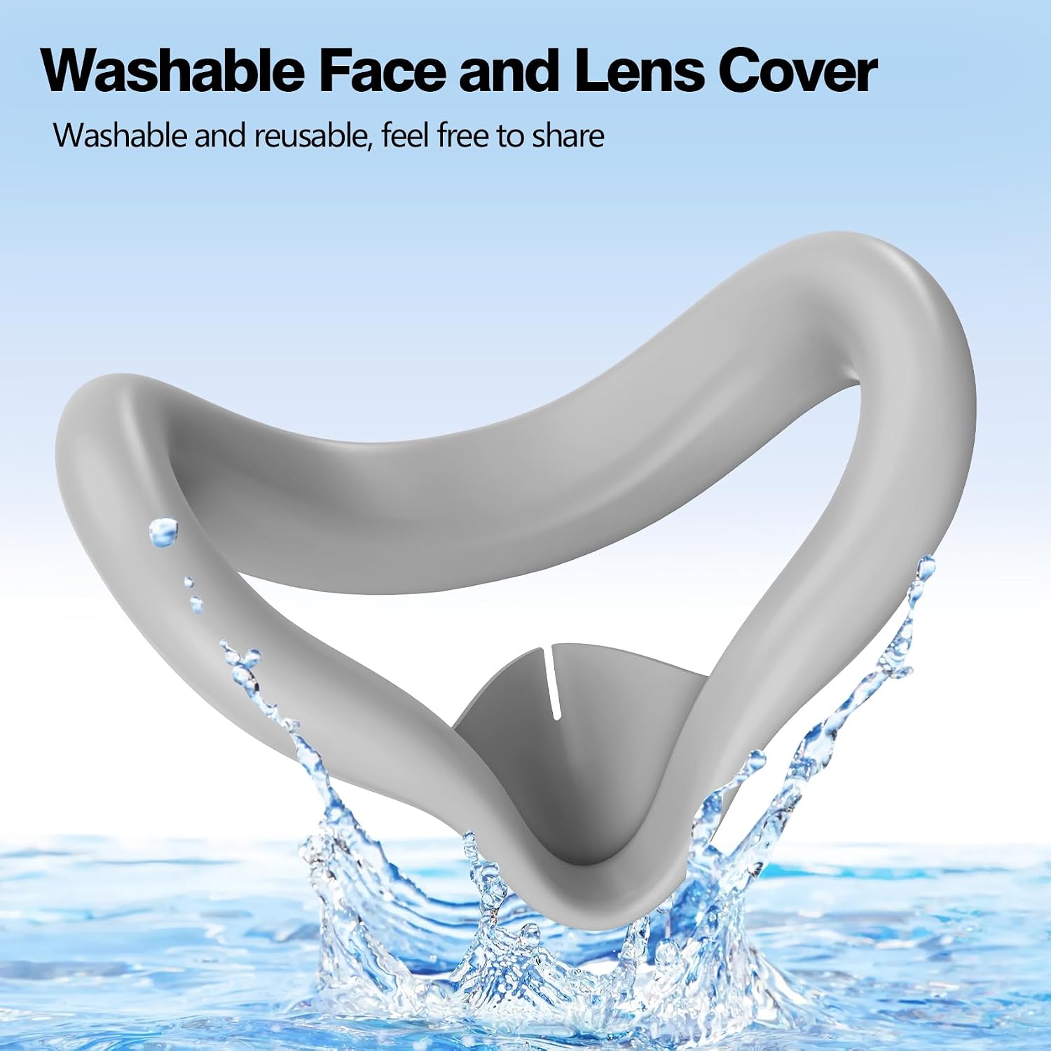 Silicone Face Cover for Meta Quest 3S - Skin-Friendly Anti-Sweat VR Face Pad with Ventilation & Lightproof Design (Gray)