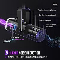 Vista 4 de FIFINE - Juego de micrófono XLR/USB para juegos, micrófono dinámico para PC para transmisión y podcast, kit de micrófono RGB para computadora