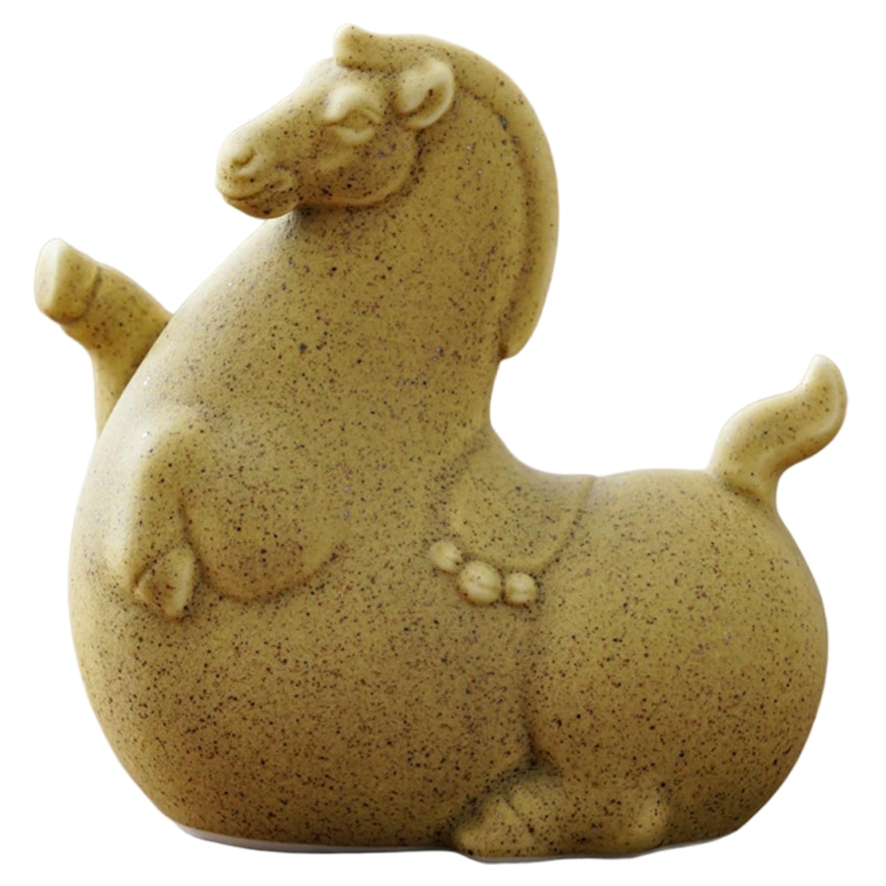 Bemonew Horse Figurine Horse Decor for Home, Cute Fat Ceramic Statue to Attract Success Decorative Collectible Sculpture for Bookshelf Office Desktop