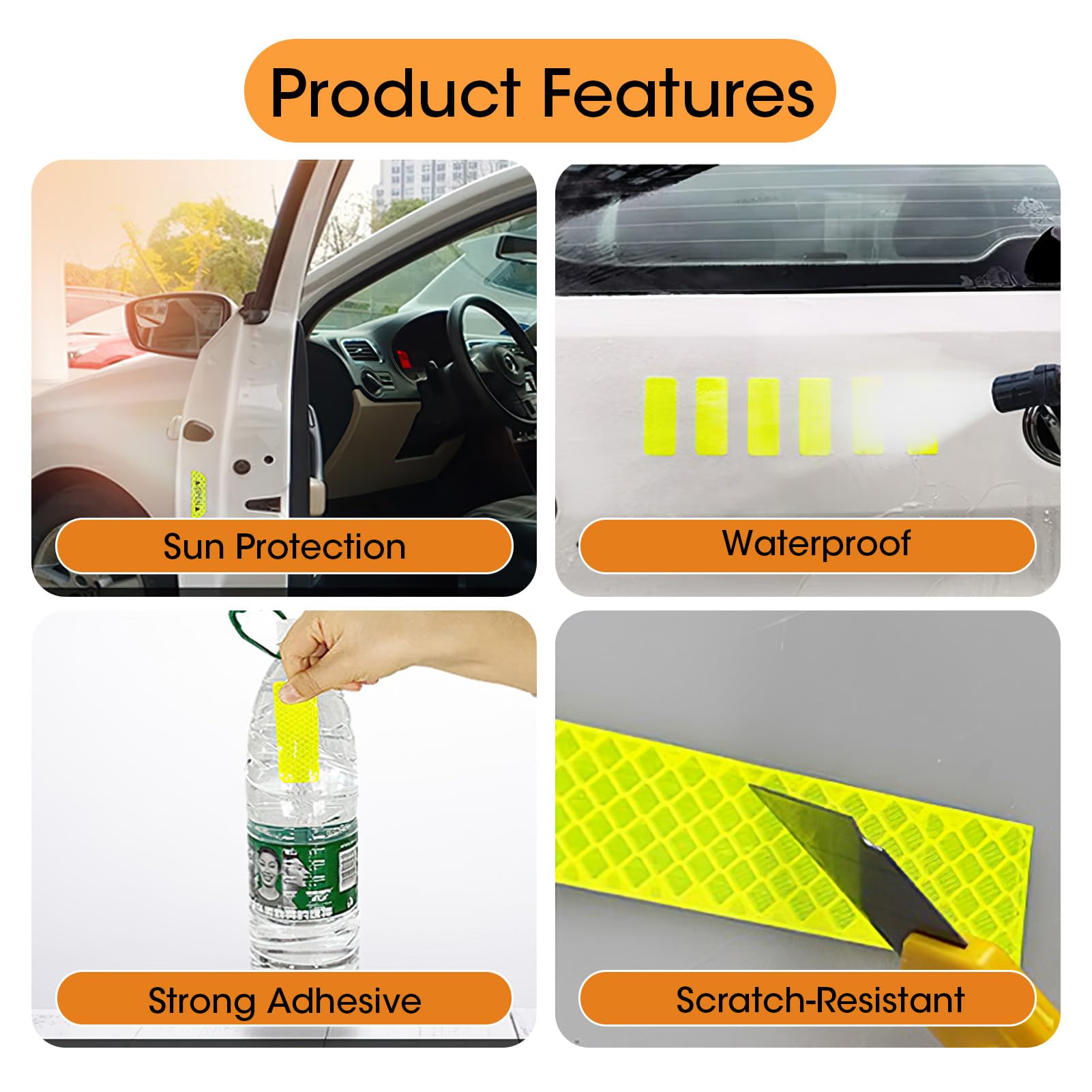 Bleu)2 Ensembles 5 Pièces 90 Cm Bande Réfléchissante Forte Autocollant