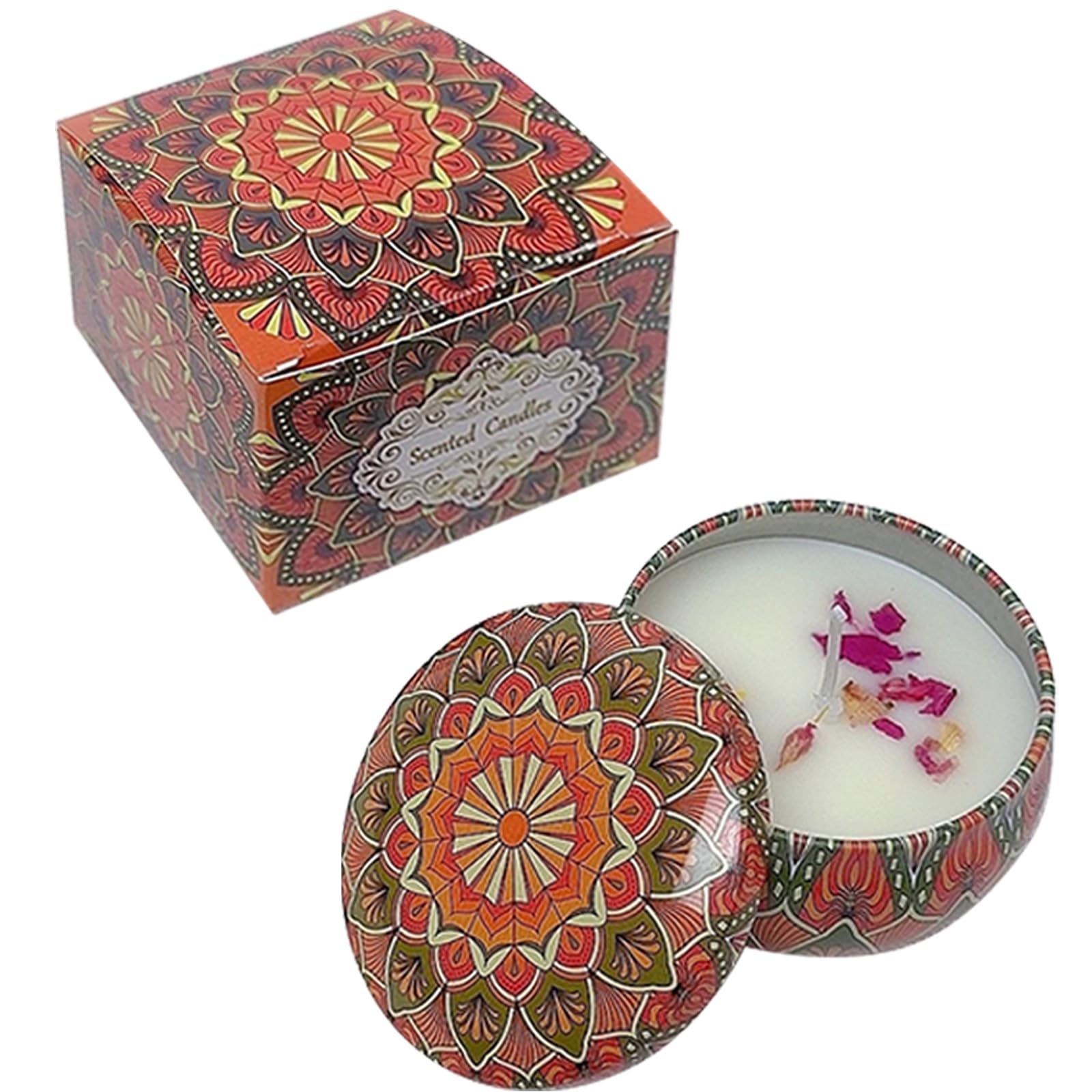 HYCSC Gardenia Scented Candles, Aromatherapy Candles for Home, Long Burn Scented Candles with Lid, Sustainable Use of Tin Boxes for Birthday Valentine Mother's Thanksgiving Day Present (Gardenia)