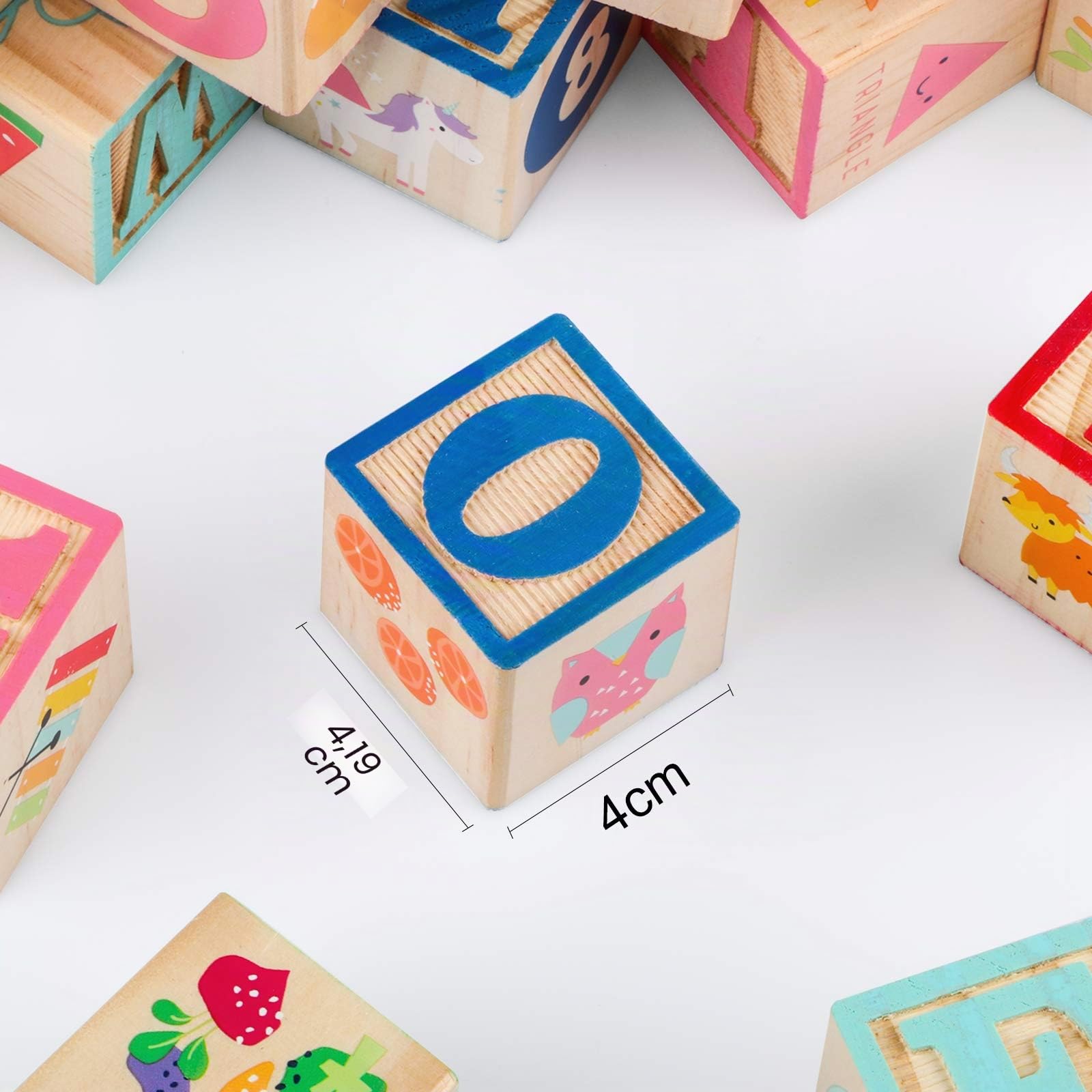 Jacootoys 36 pezzi Blocchi ABC in legno Grandi lettere dell'alfabeto Numero Building Block Set Giocattoli educativi Montessori per bambini