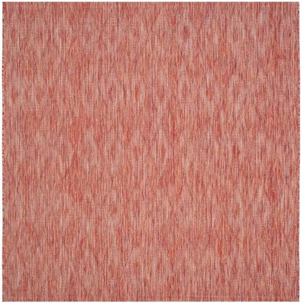 SAFAVIEH Washable Rug Outdoor Courtyard Collection - 6'7" Square, Red, Non-Shedding & Easy Cleaning, Ideal for Patio, Backyard, Mudroom (CY8522-36522)