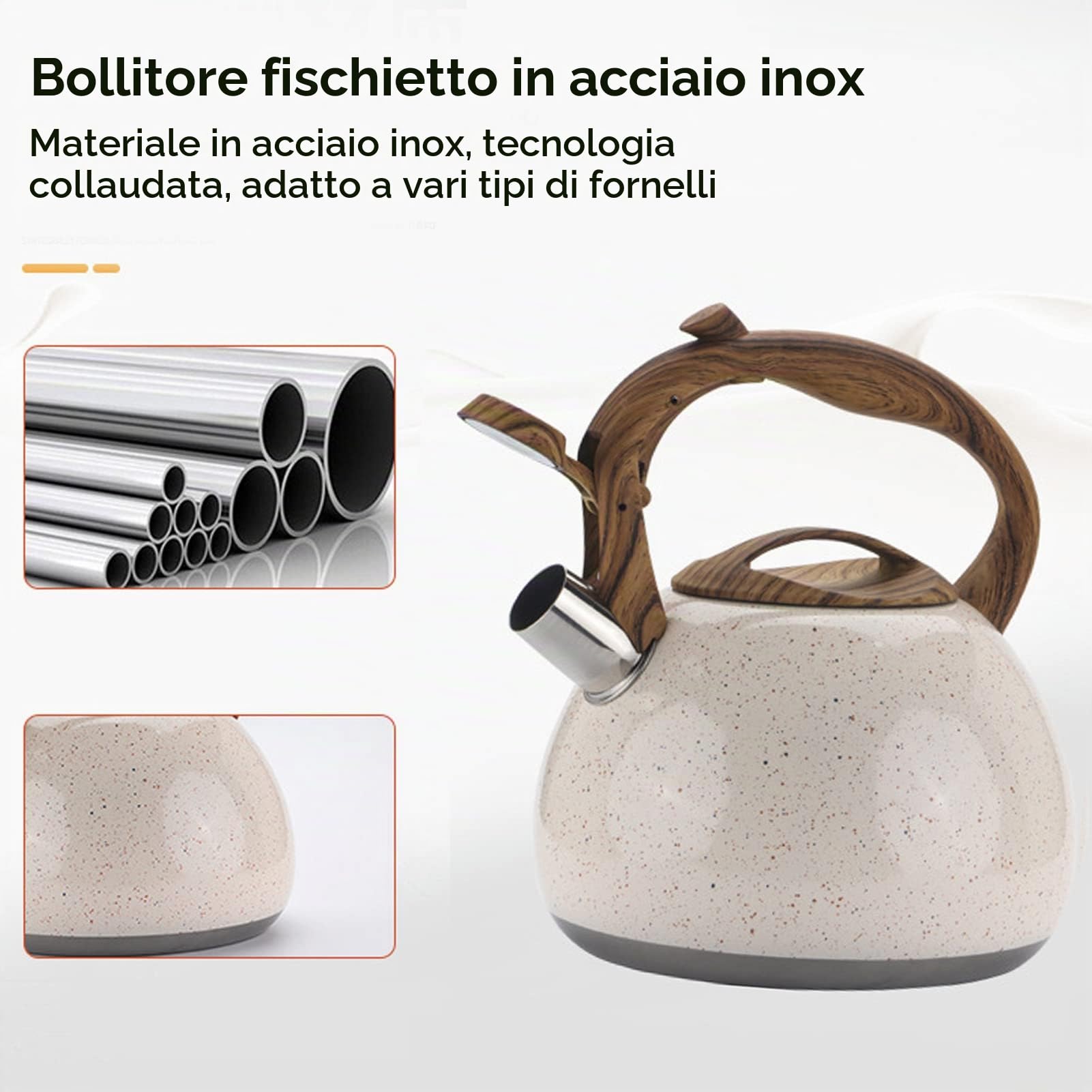 Bollitore da tè con fischio da 3 litri, bollitore a fischio, bollitore da tè con fischio Bollitores con in acciaio inossidabile per uso domestico di grande capac