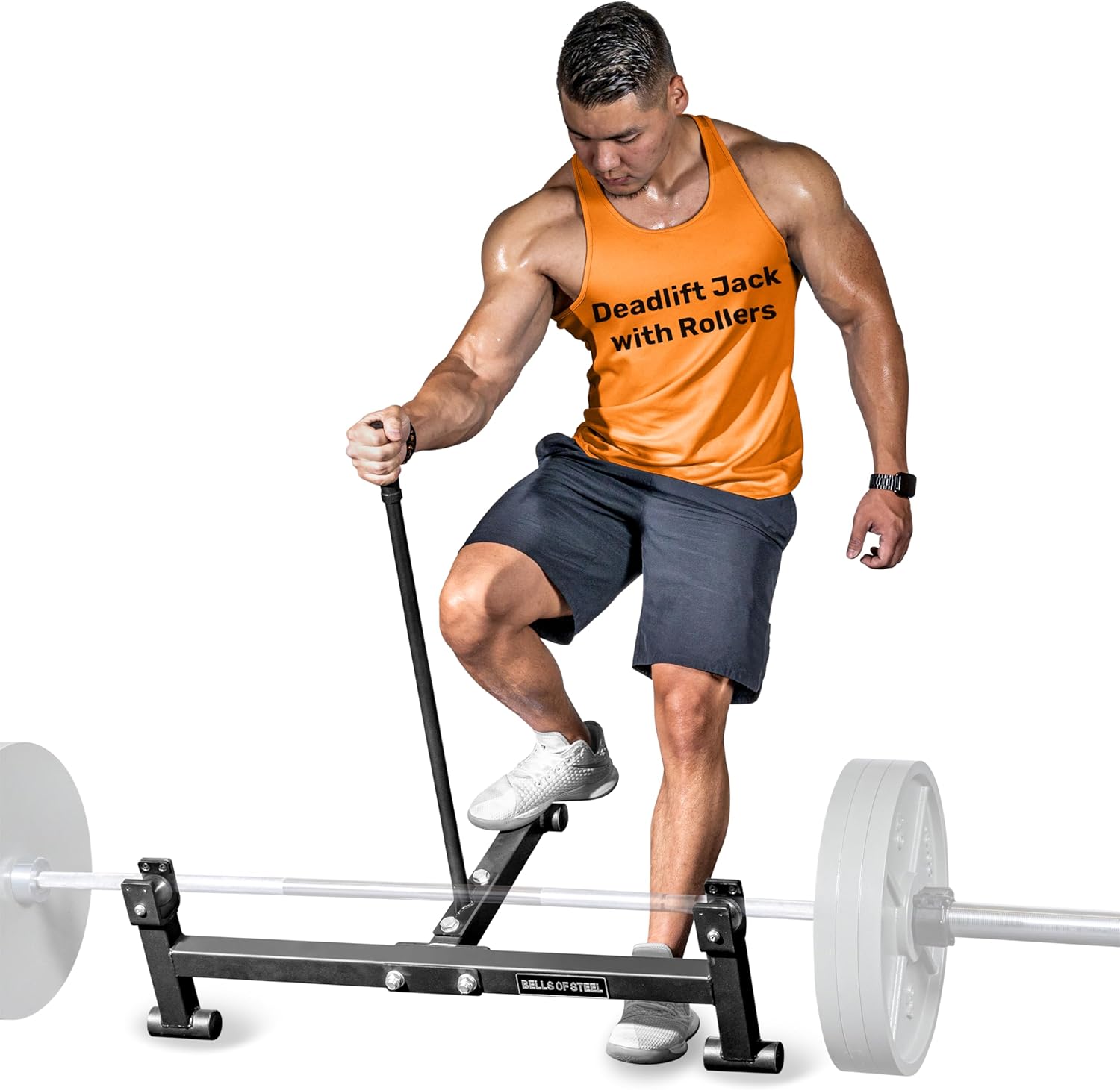 Bells of Steel Deadlift Jack 2.0 Premium Barbell Jack | Long Handle Deadlift Bar Jack | Bar Jack Durable Nylon Rollers for Easier Bar Centering | Protective UHMW Deadlift Stand, 800lb Capacity
