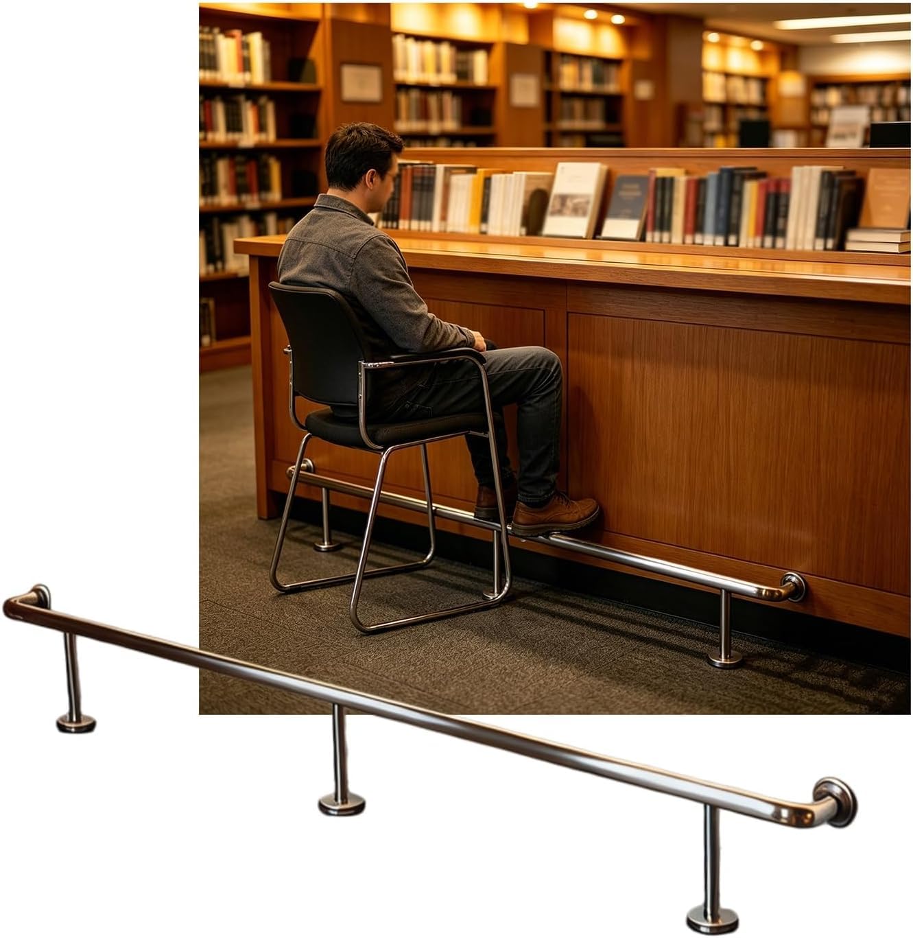 Epano Silver Lxxw Bar Foot Rail Bar Foot Rail Kit，Bar Heavy Duty Bars Feet Rest For Restaurant Kitchen Library(,3.8M/12.47Ft)