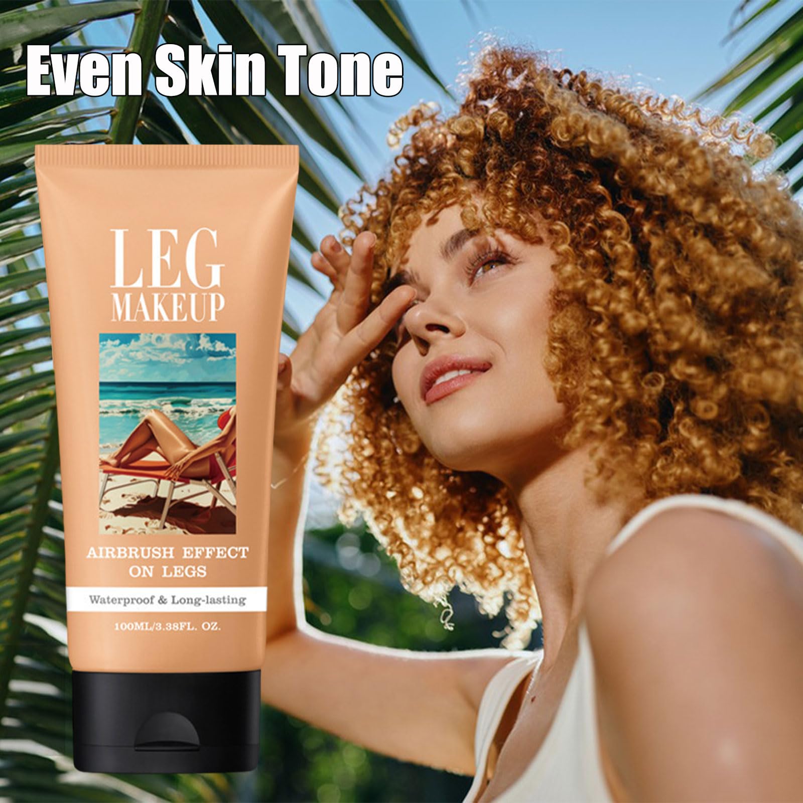 Fond de Teint Jambes Waterproof Leg Makeup with Brush Body Coverage Perfector Long-Lasting Sweat-Proof Coverage Concealer (#2)