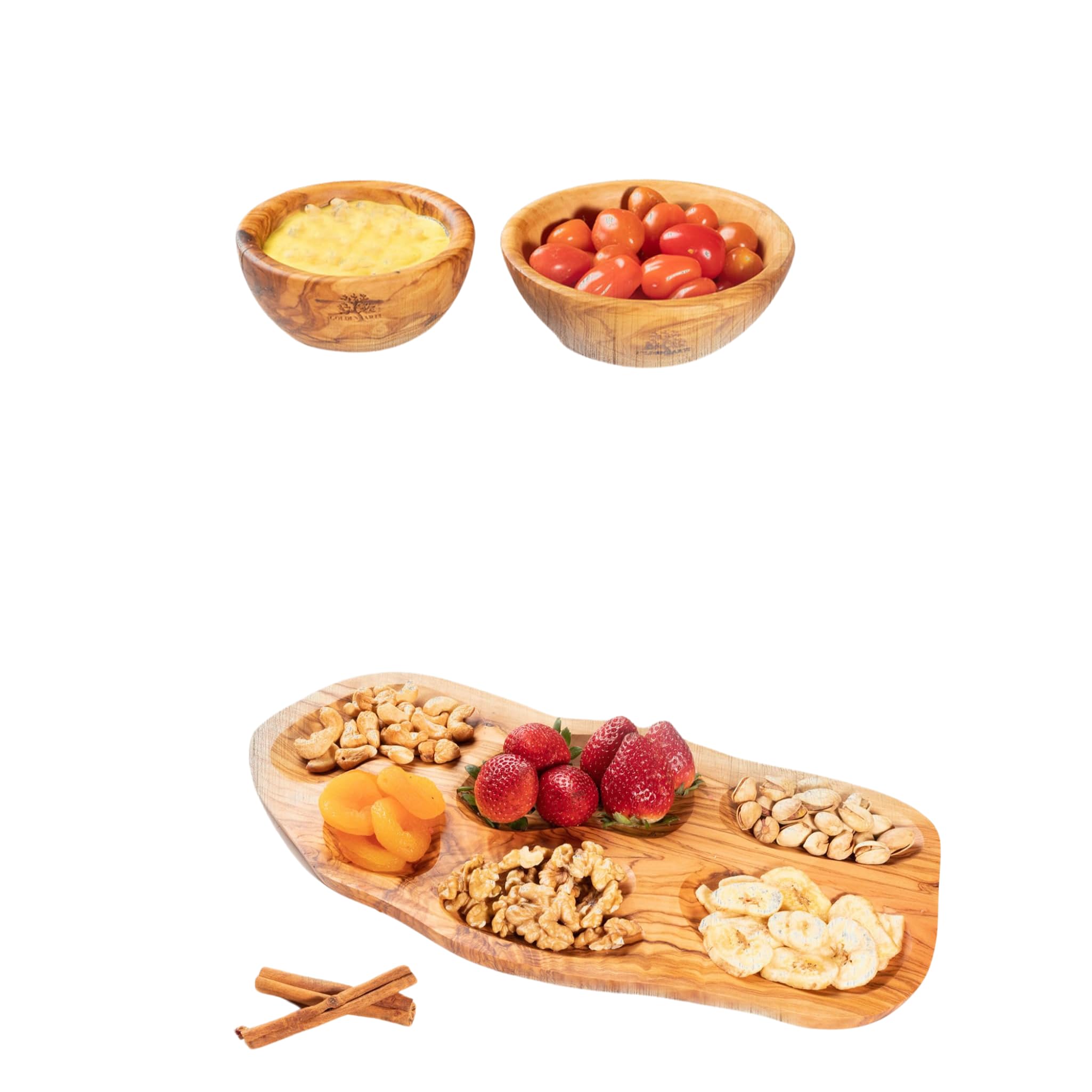 Plateau à 6 trous et planche de 45 cm avec manche pour apéritif dînatoire