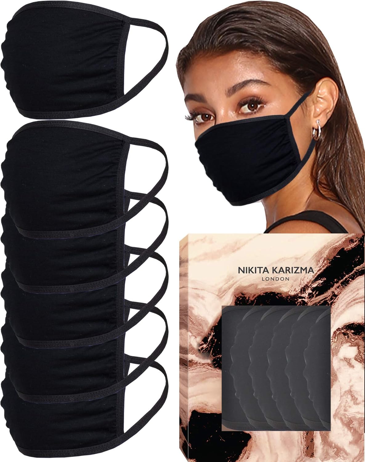 KARIZMA Simplicity Fabric Face Masks in Black Fabric Face