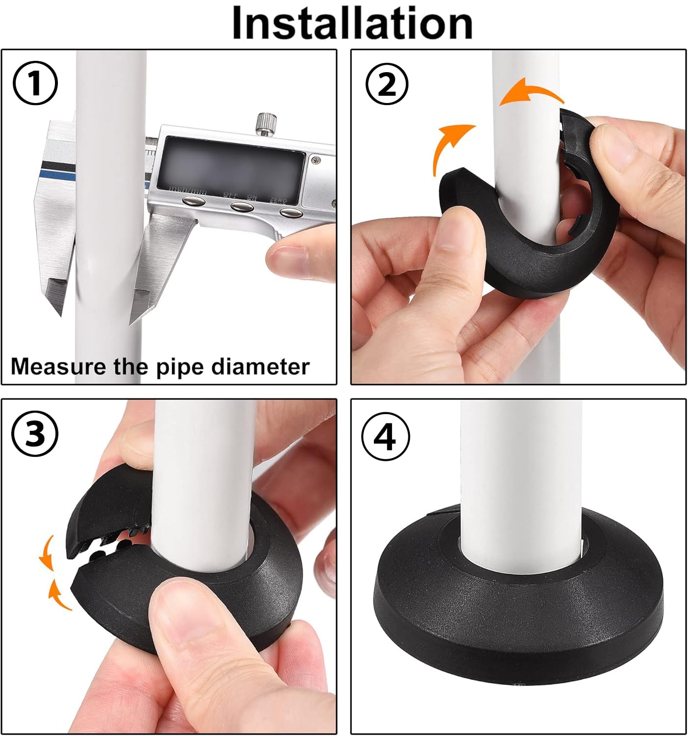 TOP-VIGOR 4pcs 35mm Pipe Cover Decoration, Click-in PP Plastic Escutcheon Pipe Collar for Water Pipe Drain Line - Image 4
