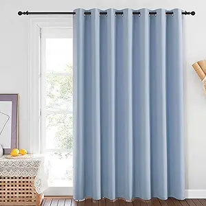 NICETOWN Blackout Vintage Blue Bedroom Curtain 84 inches Long, Grommet Thermal Insulated Room Divider Drape Solid Window Treatment for Sliding Door/Living Room, W100 x L84, 1 Panel