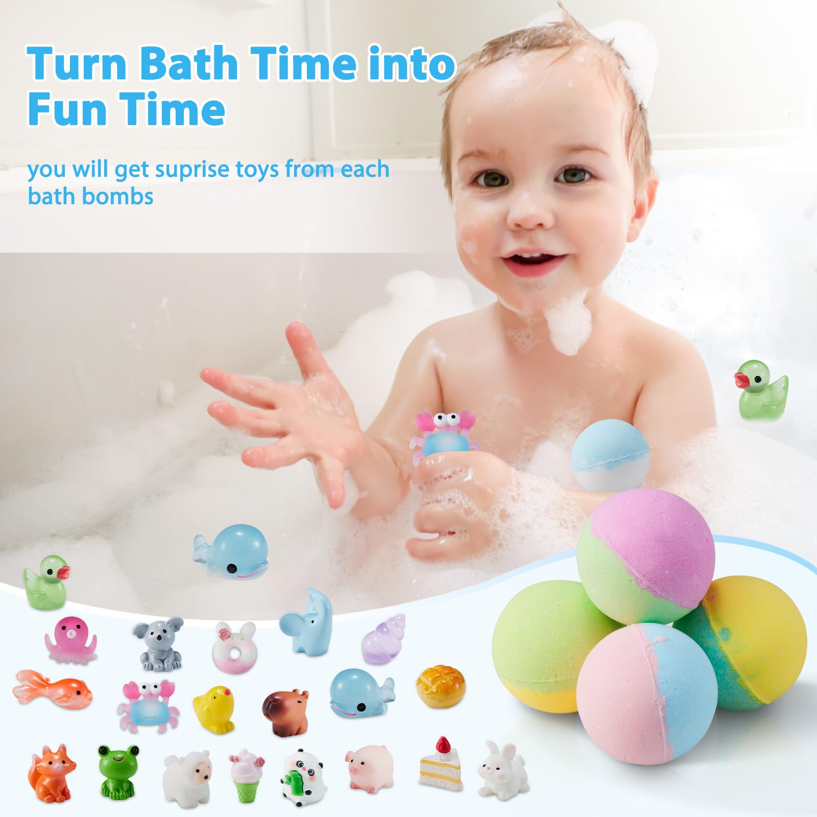 20 Bombes De Bain Pour Enfants Avec Petits Jouets Surprises à L'intérieur Boules Pétillantes Faites à La Main Pour Les Enfants, Cadeau D'anniversaire IDéal Pour Les Enfants