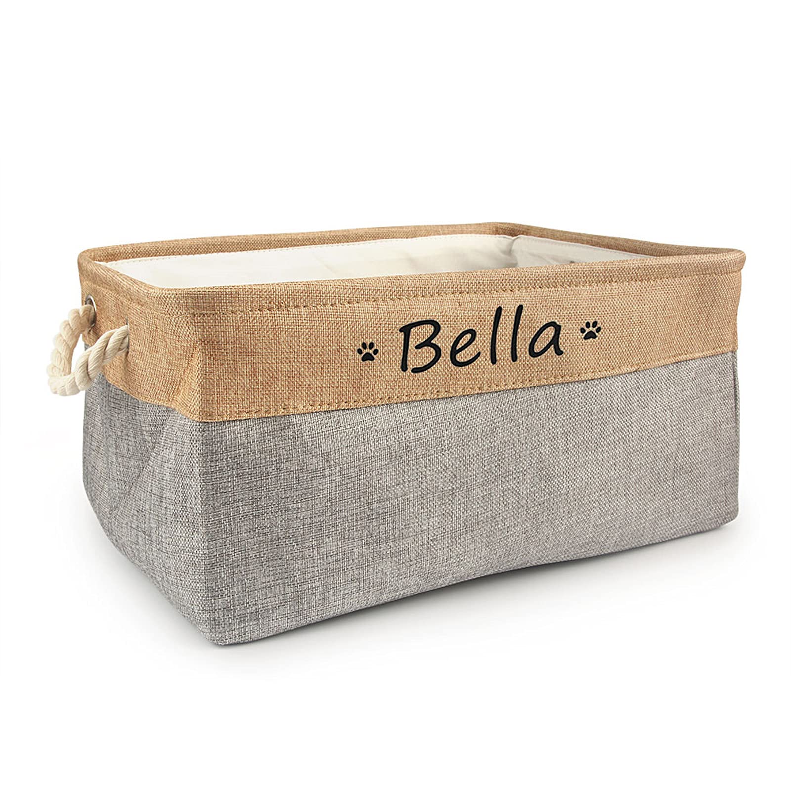 CZD Dog Toy Box Personalised Name,Personalised Dog Toy Box,Dog Storage Box,Dog Stuff,Dog Baskets,Dog Food Storage Bin,Dog Toy Box Storage,Dog Toy Basket (L 41X32X21cm,grey)