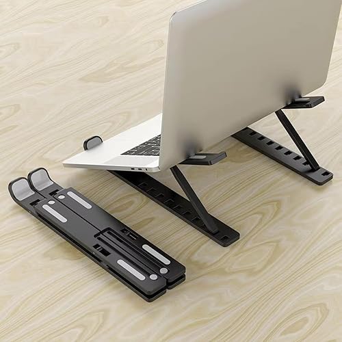 Miniatura 6 de Soporte ajustable de aluminio para laptop, altura de 7 niveles y elevador de inclinación para escritorio, soporte plegable ergonómico, duradero,