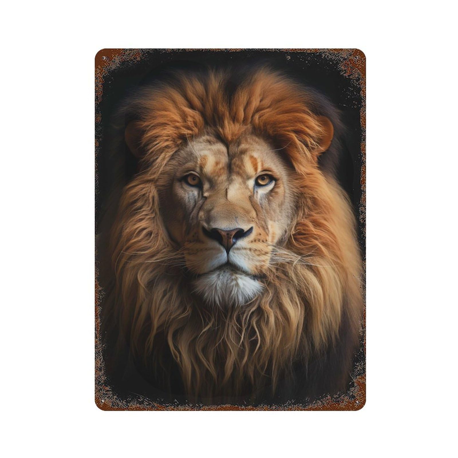 Cool Lion King Portrait Rustic Tin Plaque 15.7"x11.8", Ideal for Shed, Workshop And Garage Wall Decor