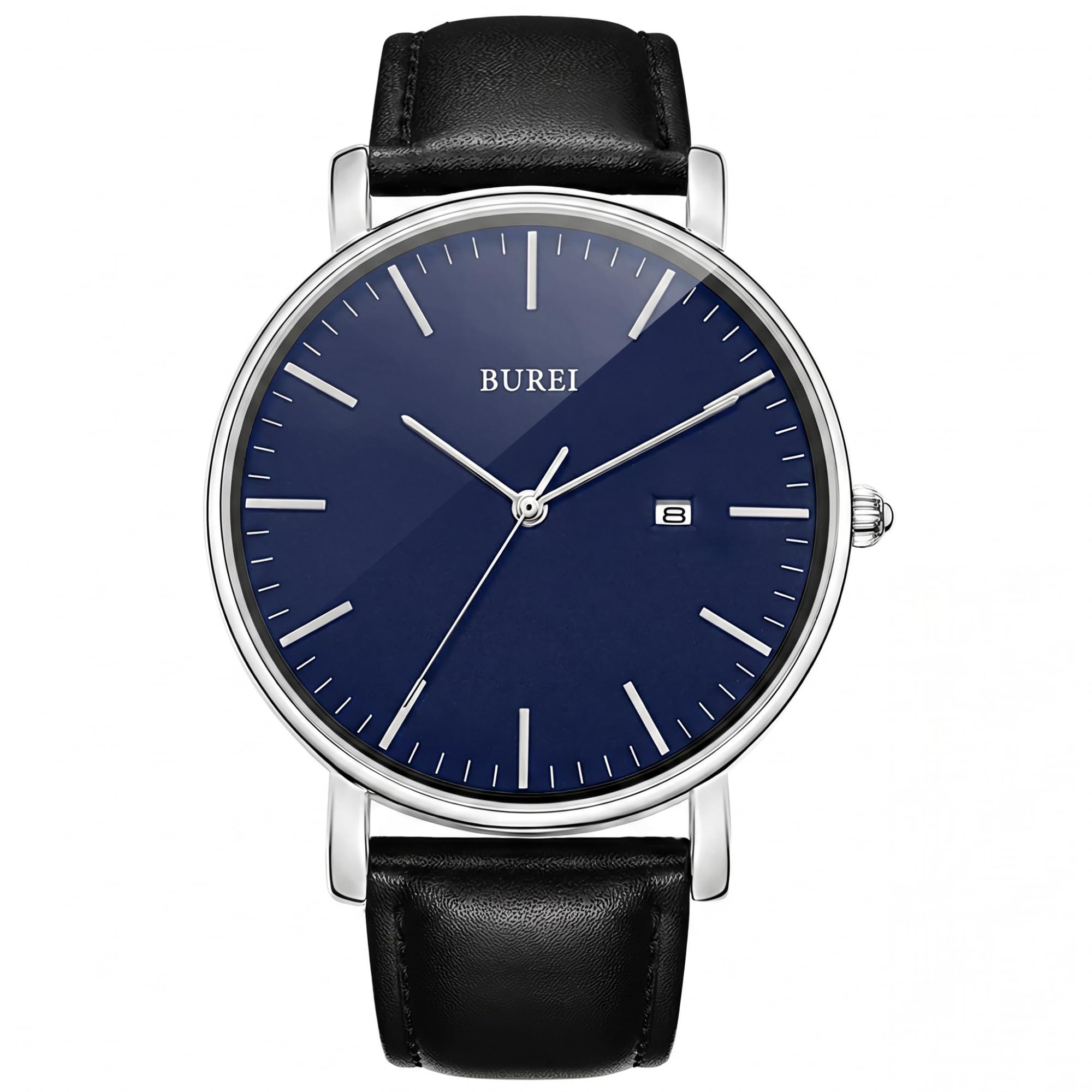 BUREI Orologi al quarzo da uomo, orologio minimalista da uomo, analogico, impermeabile, con data