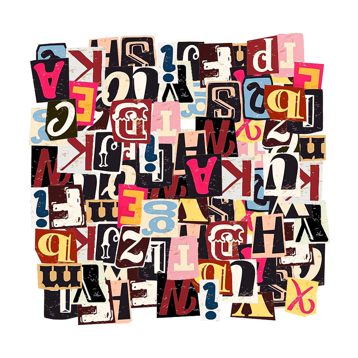 Lotsdonxia Multicolor 104 Pcs Vintage Letter Stickers, Self-Adhesive & Waterproof Vinyl Alphabet Decals – Retro Aesthetic For Scrapbooking, Journals & Diy Crafts