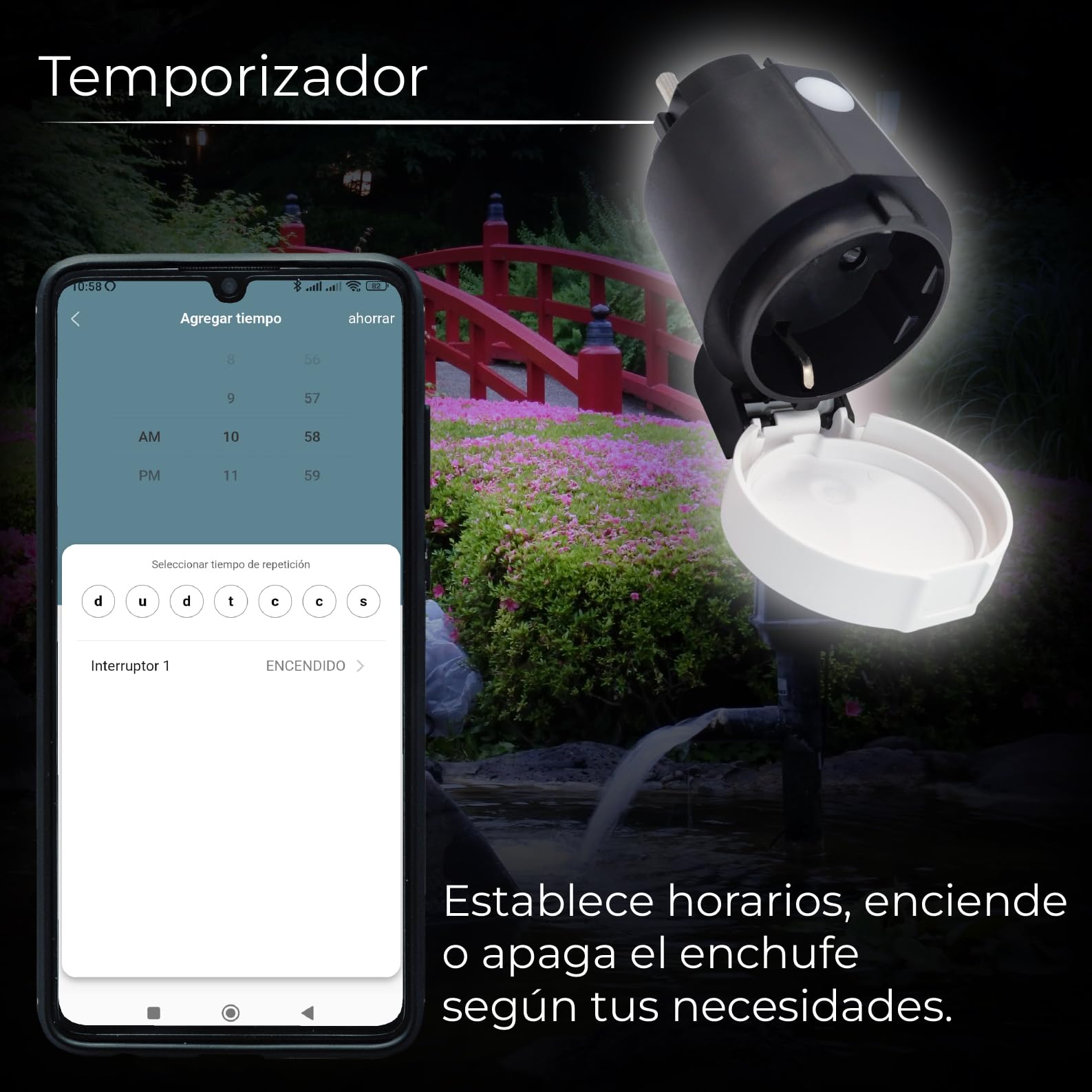 LED ATOMANT 4x WLAN Steckdose Außen Rund Schwarz 16A IP44 Smart Life App | Kompatibel mit Alexa und Google Assistant, Smart Life- und Tuya-App
