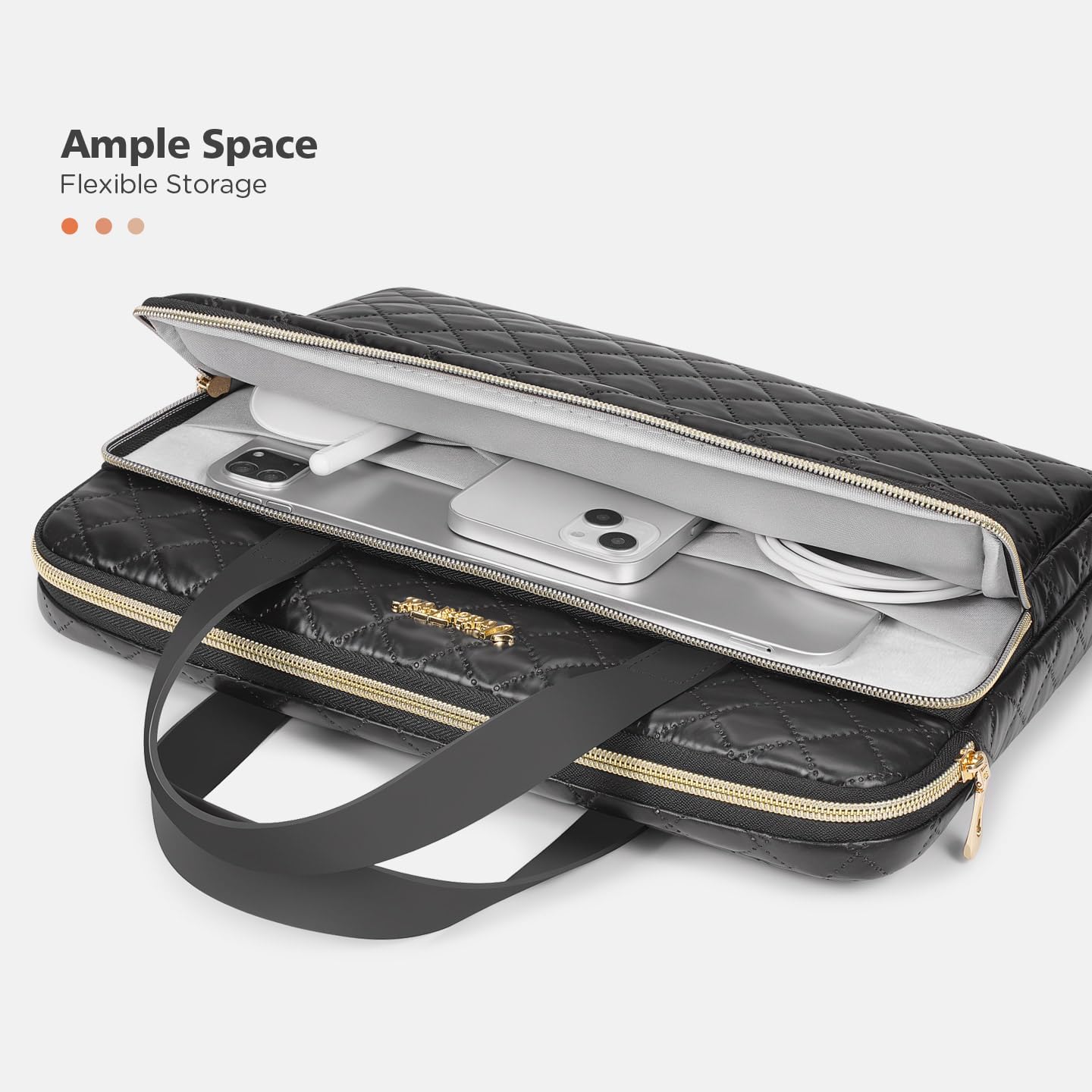 360 Protective Laptop Case, 13-14 inch Laptop Sleeve Compatible with MacBook Pro 14 M4 M3，MacBook Air 13 M4 / Pro 13, Surface Laptop Studio 2, 14.5" XPS 14, HP Dell, Bag with handle, Black - Image 3