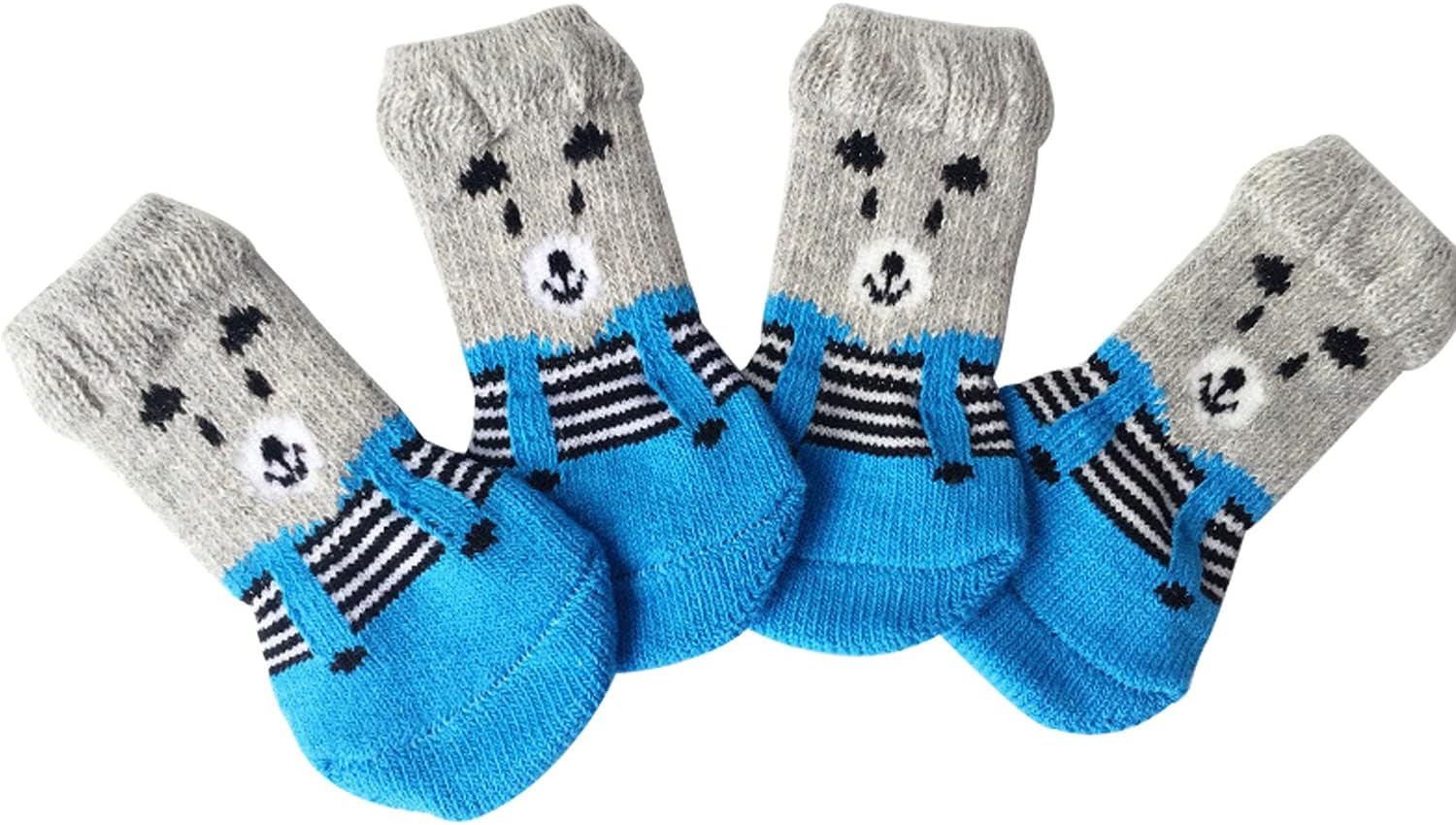Dog Socks NonSlip Pet Knit Socks and Dog Paw Protector Set Waterproof Pet Socks with Straps