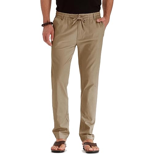 Sailwind Men's Drawstring Linen Pants Casual Summer Beach Loose Trousers