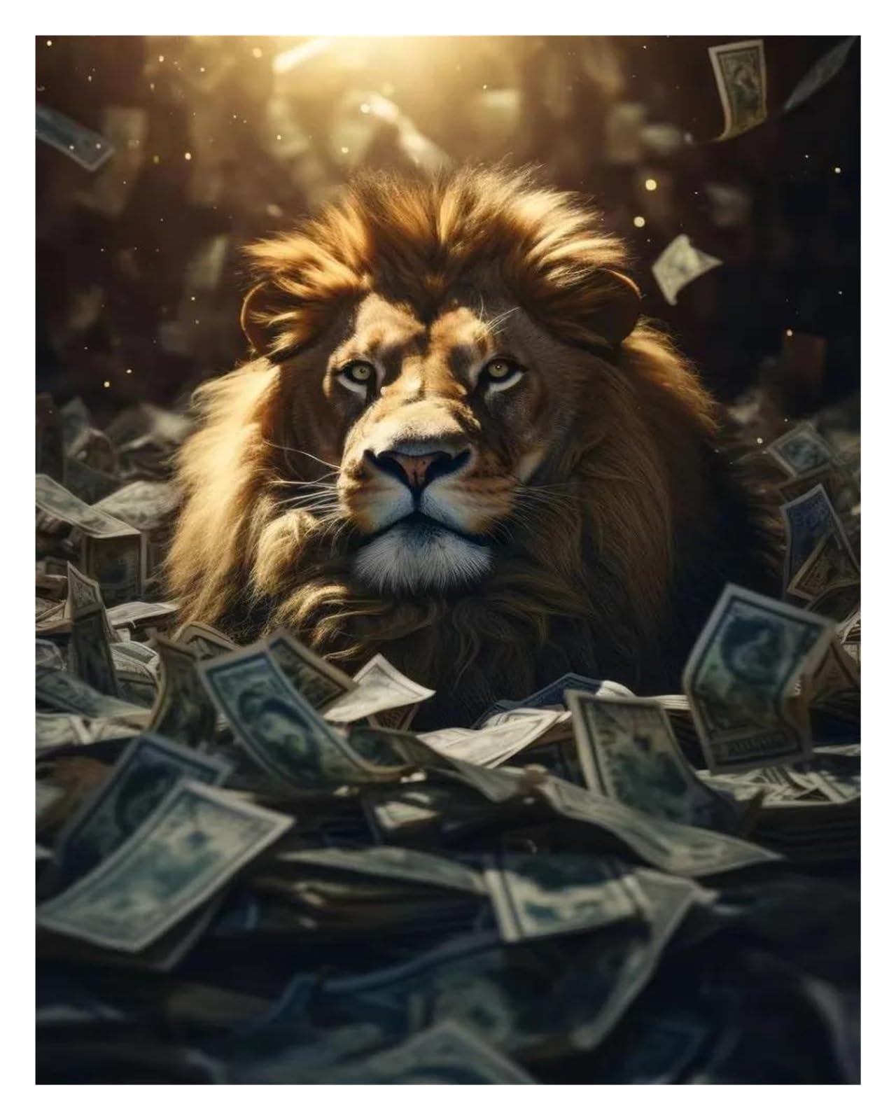 Peinture sur toile léopards et tigres billets de banque déco salon 60x90cm