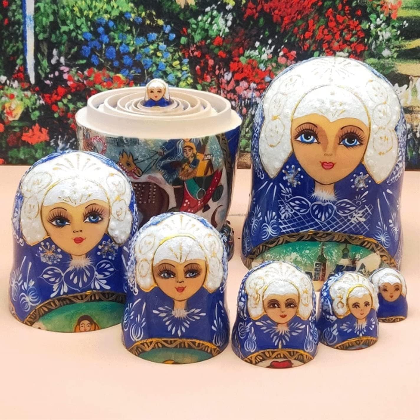Matryoshka 7pcs Nesting Dolls Handmade Traditional Matryoshka Doll Gifts for Christmas Birthday Gifts Matryoshka Creative Toys