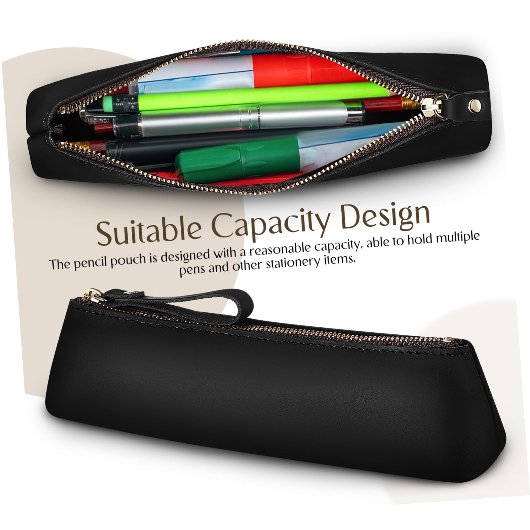 LALAFINA 2pezzi Pouch Pelle Artigianale Per Penne e Matite Astuccio Elegante e Multifunzionale Capacità Per Studenti e Professionisti Per Ogni Occasione