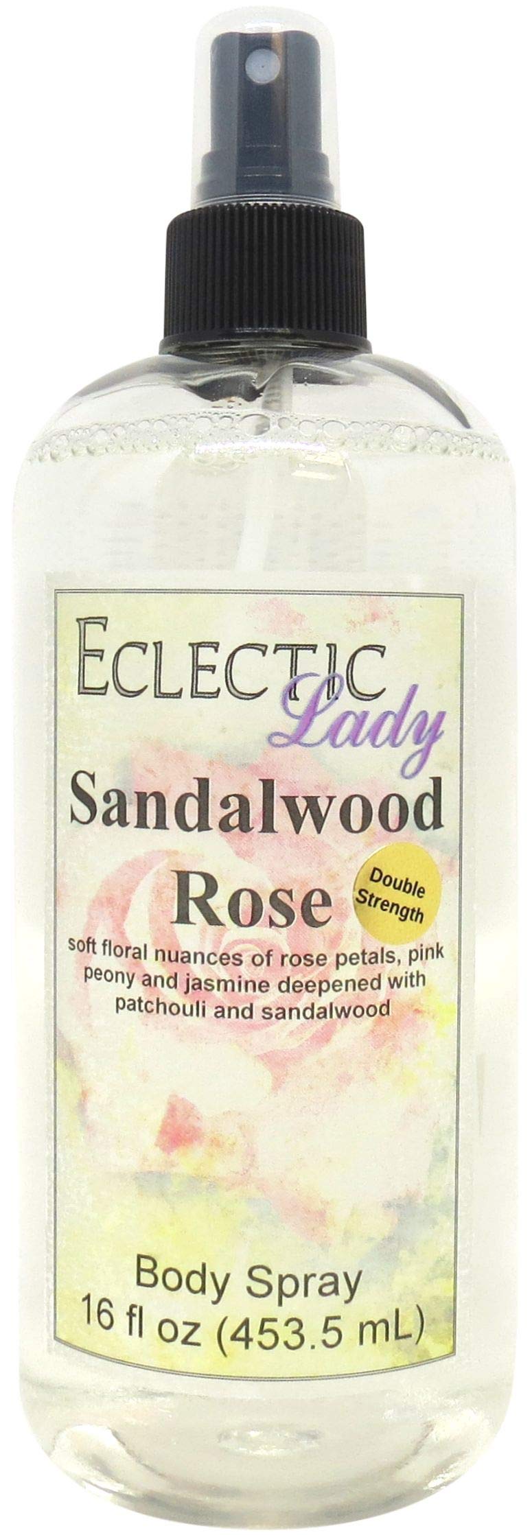 Eclectic Lady Sandalwood Rose Body Spray, Double Strength, 16 ounces, Body Mist for Women with Clean, Light & Gentle Fragrance, Cologne with Soft, Subtle Aroma For Daily Use