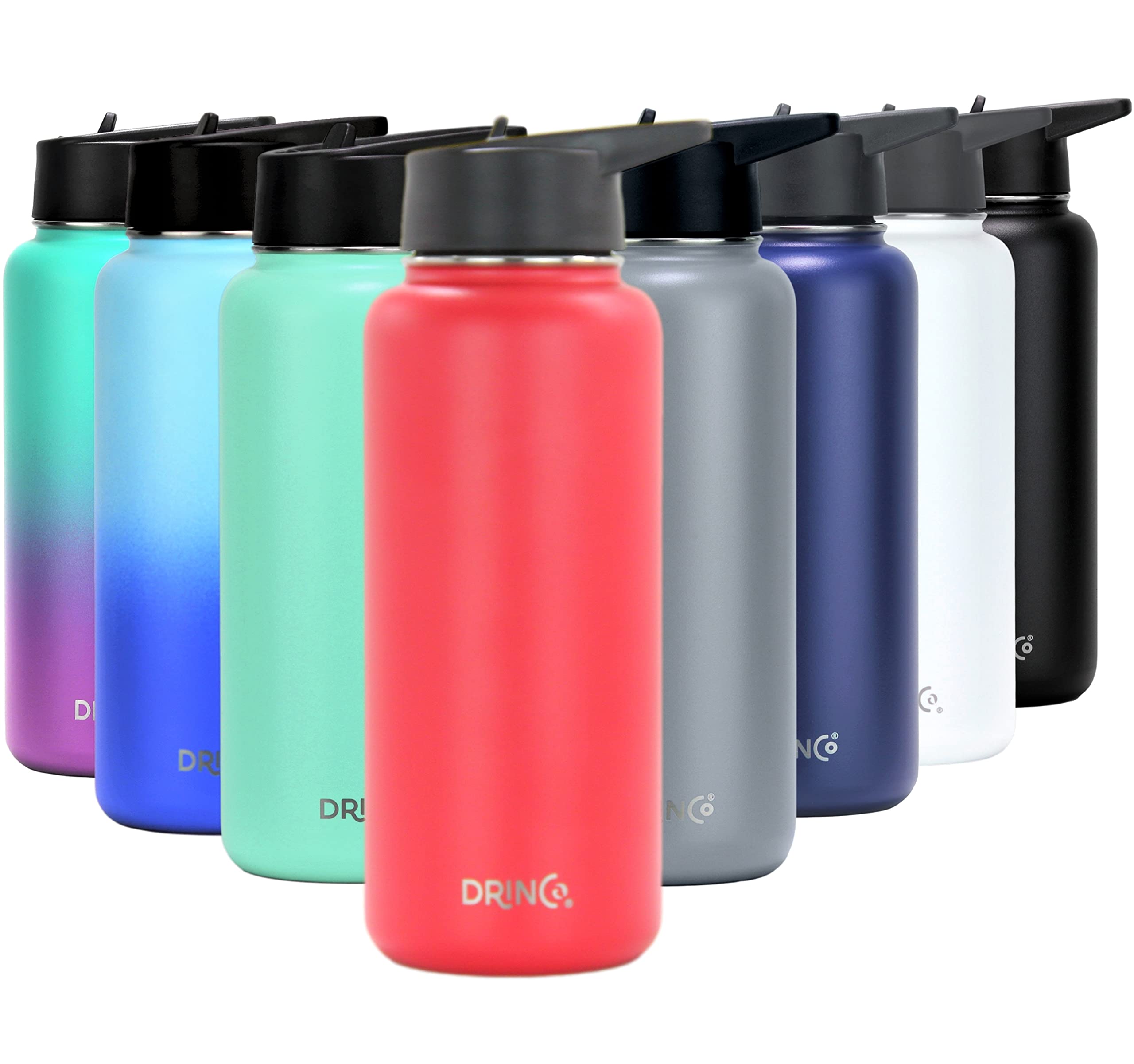 DRINCO Stainless Steel Water Bottle Spout Lid Vacuum Insulated Double Wall Water Bottle Wide Mouth (40oz 32oz 22oz 18oz 14oz) Leak Proof Keeps Cold or Hot (32 oz, 32oz Barn Red) — image 1