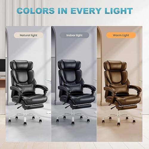 Miniatura 8 de Silla de oficina ejecutiva con reposapiés, silla de escritorio ergonómica con respaldo alto, silla de computadora con reposacabezas ajustable,