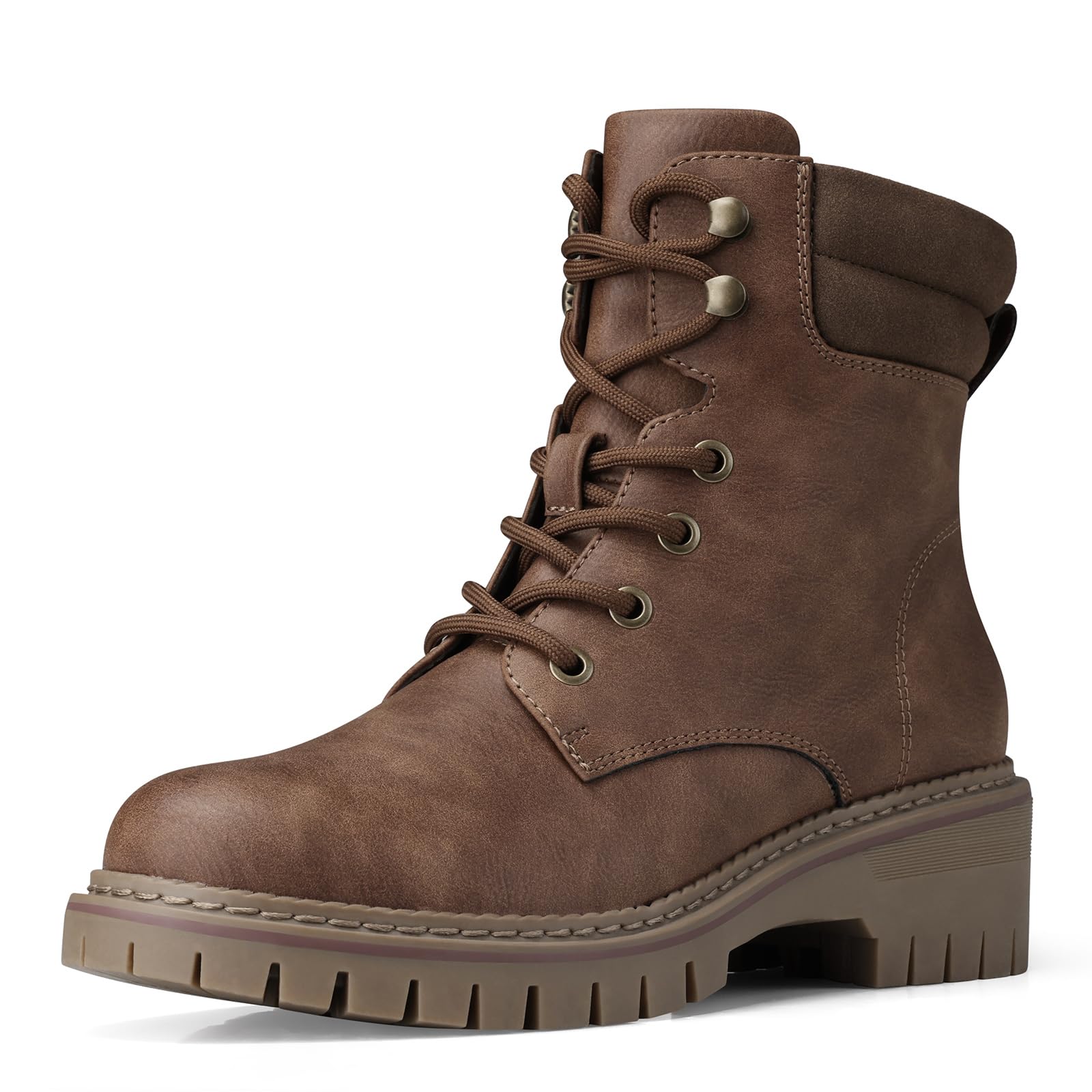 TEMOFON Women's Combat Ankle Boots Water Resistant Side Zipper Casual Shoes