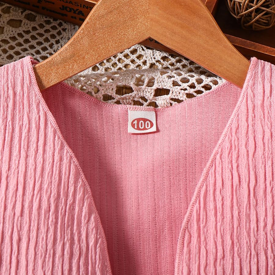 Toddler Girls Dress Long Sleeve Cardigan and Sleeveless Solid Dress 2Pcs Sets3