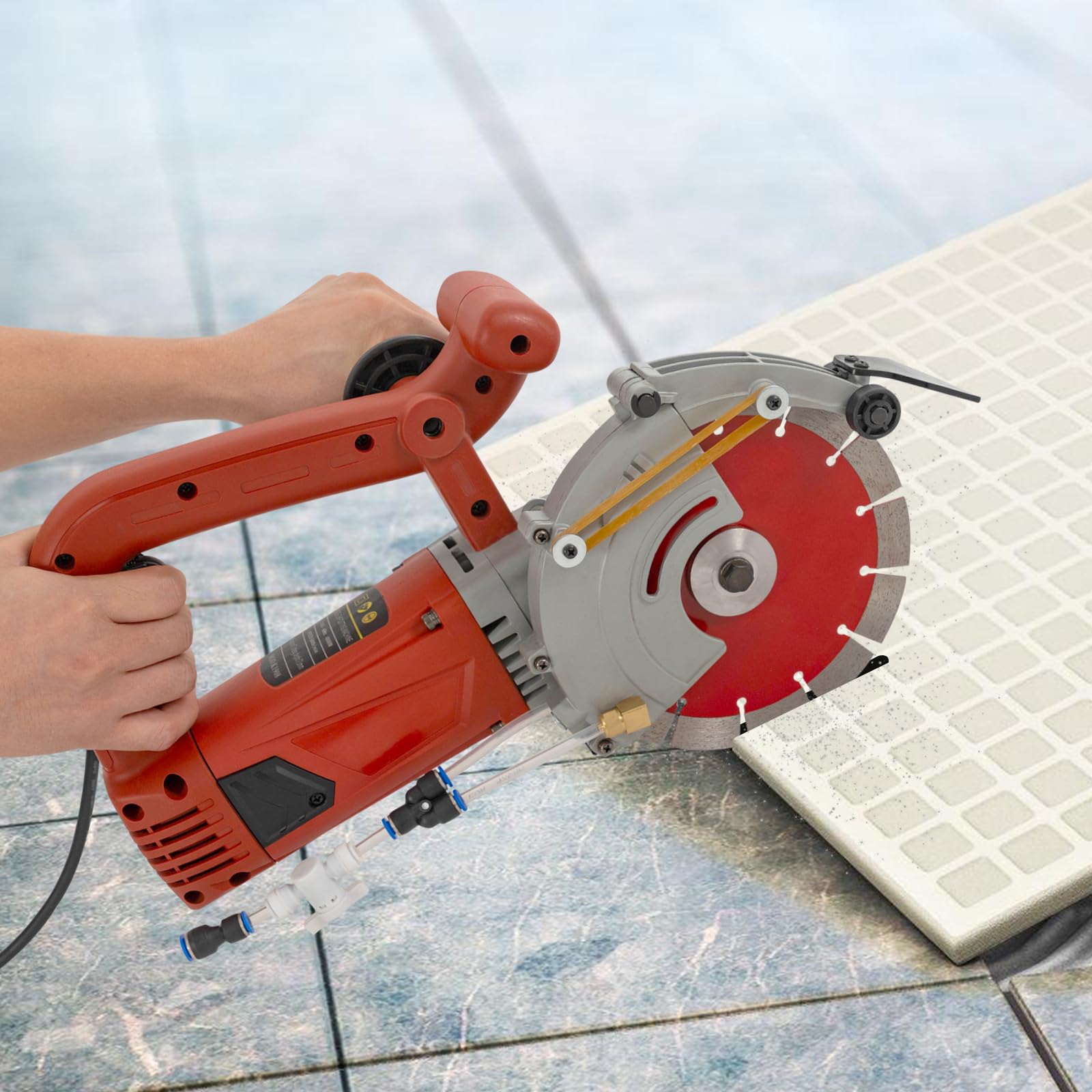 Sega elettrica per pietra da 4800 W, 5000 giri/min, con lama diamantata, profondità di taglio 71 mm, per il raffreddamento ad acqua, taglierina a umido, senza polvere, per pareti di cemento