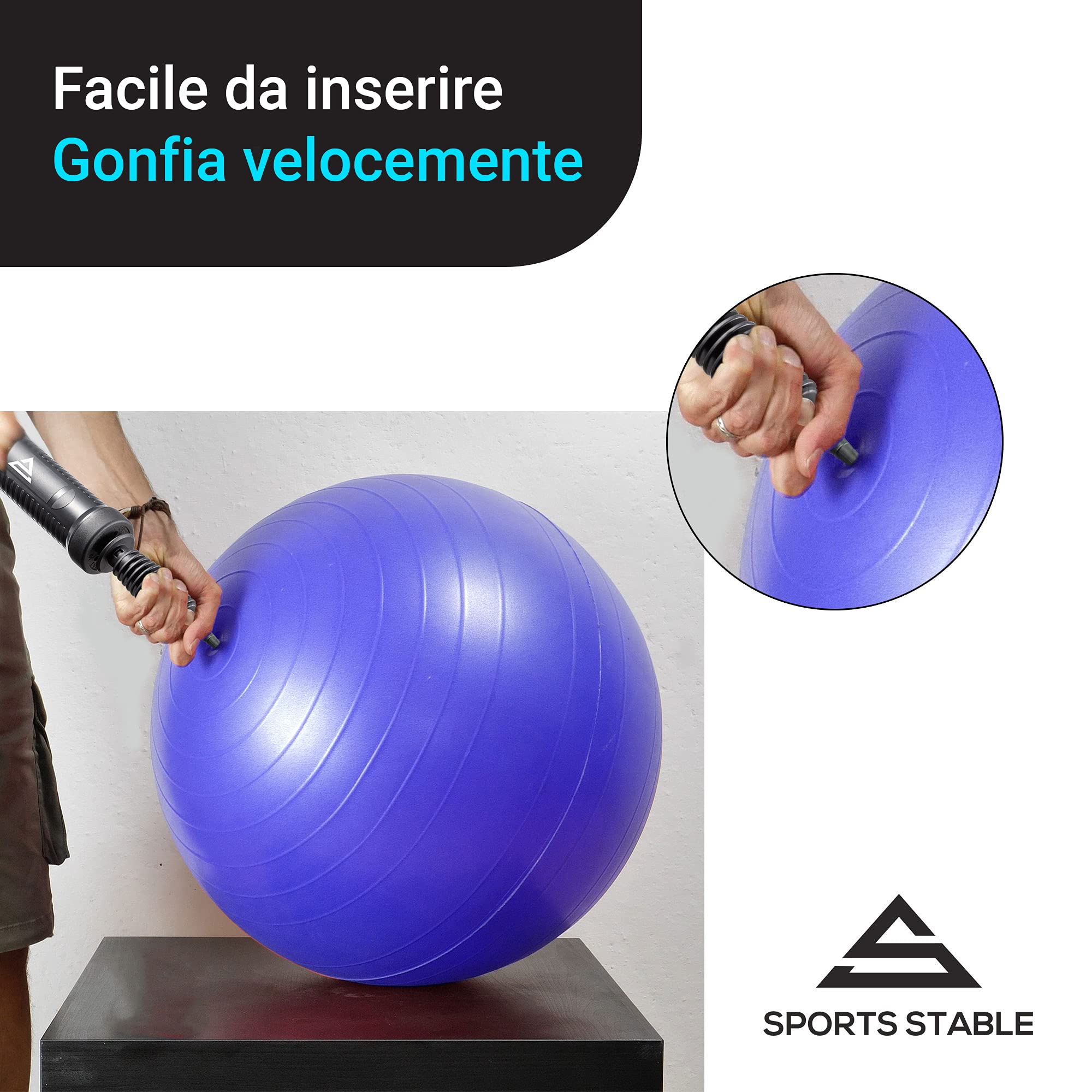 Pompa per Palla da Fitness, Pompa Manuale a Doppia Azione per Palla da Yoga, Palla da Pilates e Palloncini per Le Feste
