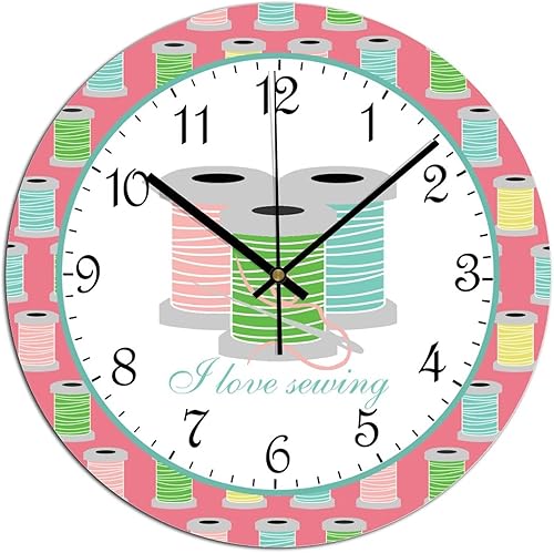 Reloj de pared de madera con texto en inglés "I Love Stitch", bonito reloj de pared silencioso sin tictac, relojes de pared decorativos para cocina,