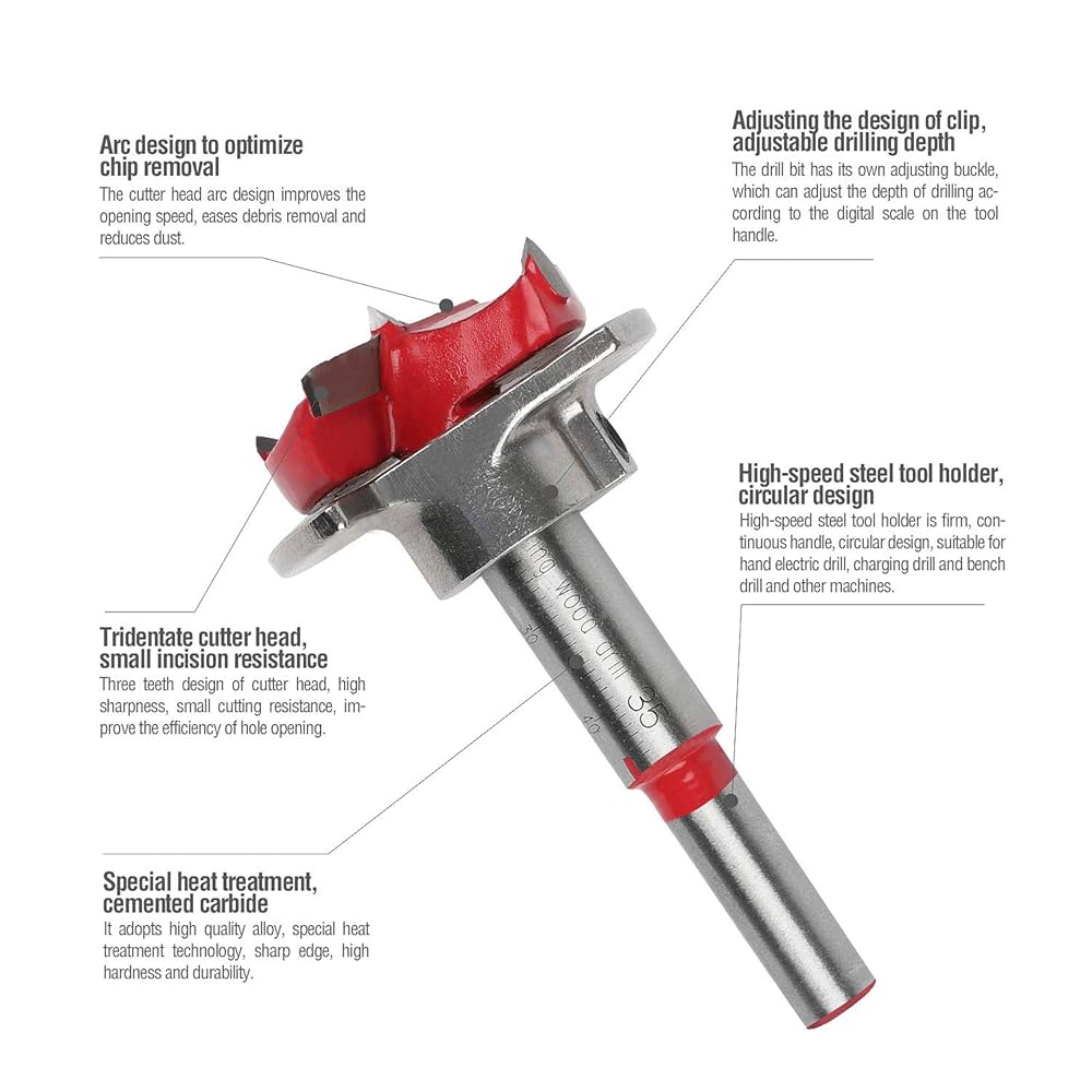 Uxcell 24mm  15/16"  Tungsten Carbide Wood Hinge Hole Drilling Forstner Drill Bit Black